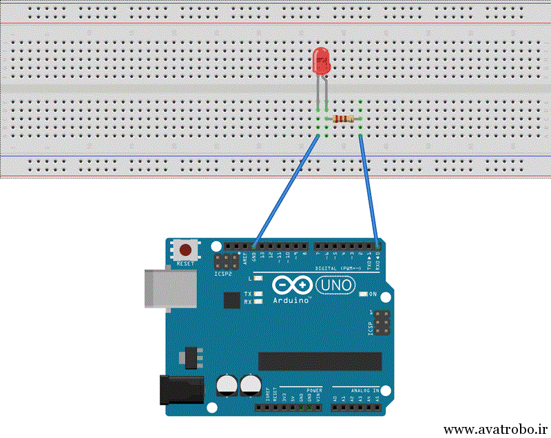LED چشمک زن با آردوینو Uno - رباتیک و هوافضا blinking led ckt diagram 