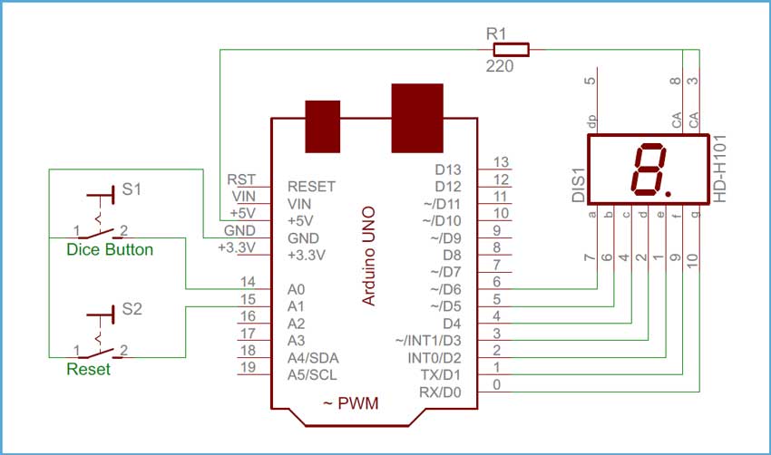ساخت تاس دیجیتال با آردوینو
