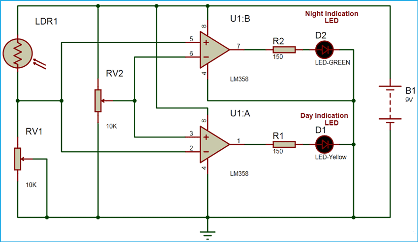 مدار تشخیص مقدار نور تشخیص شب و روز
